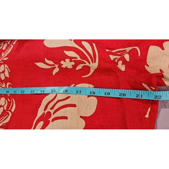 Soft Surroundings Red 100% Linen Blouse Women Med Coastal Island Resort 16C - Picture 7 of 8
